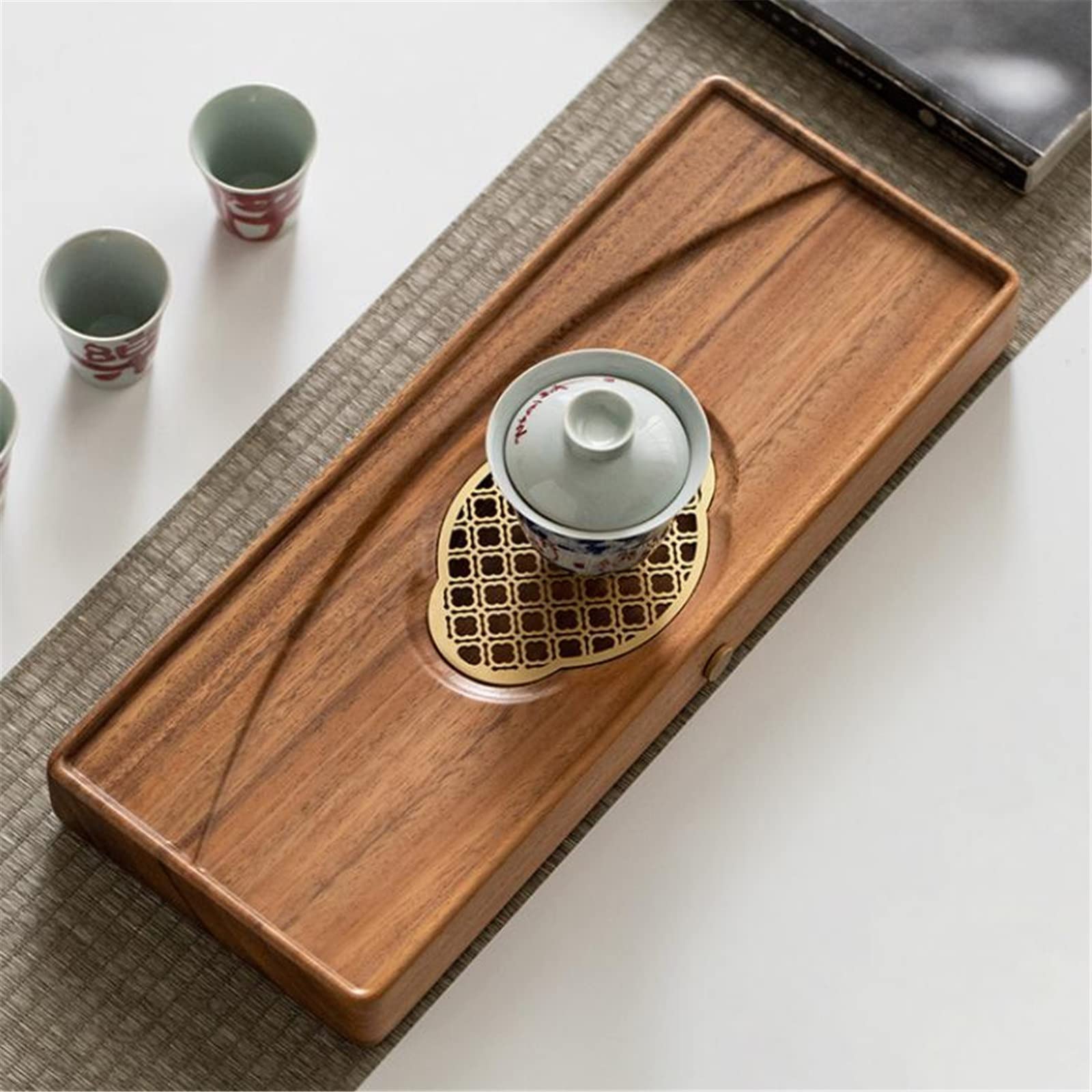 Amazon｜茶盤 茶盆 茶台 木製排水ポットホルダーティートレイホーム